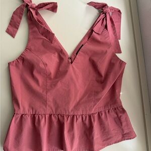 Express Pink V-Neck Blouse with Bow Straps